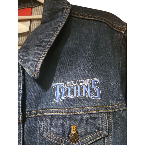 Reebok Tennessee Titans Women’s Denim Jacket Blue NFL Team Logo Size M - Picture 3 of 8